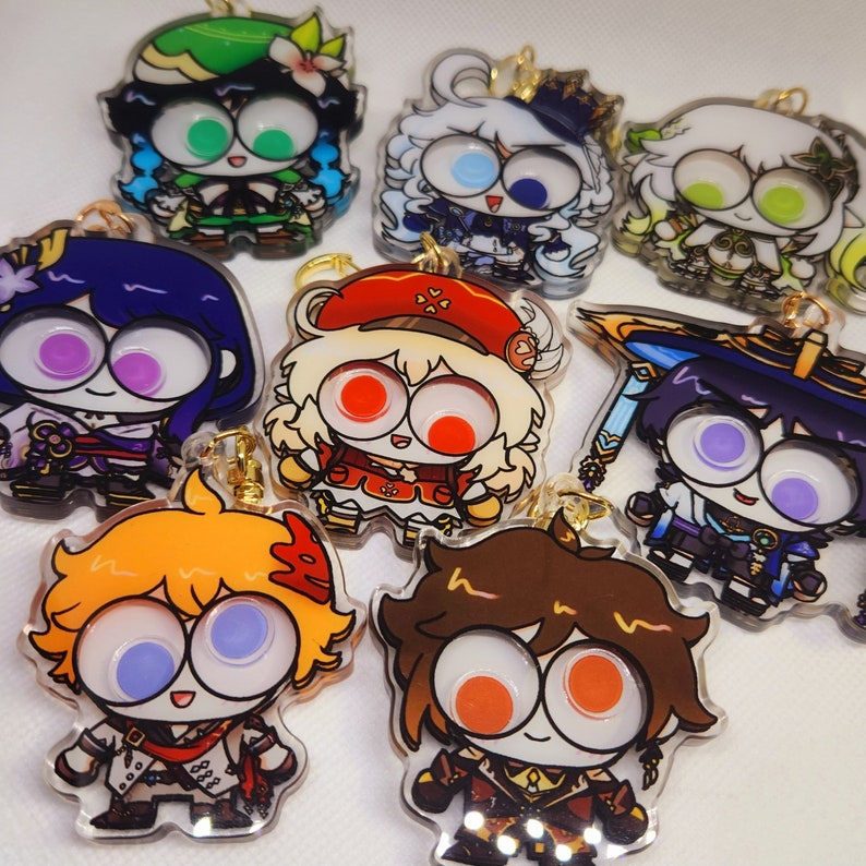 Genshin Impact Googly Eye Shaker Keychains Venti, Furina, Nahida