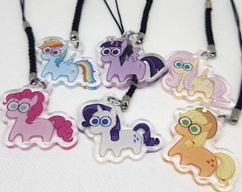 MLP Glitter Epoxy Phone Charm Keychain: Mane 6