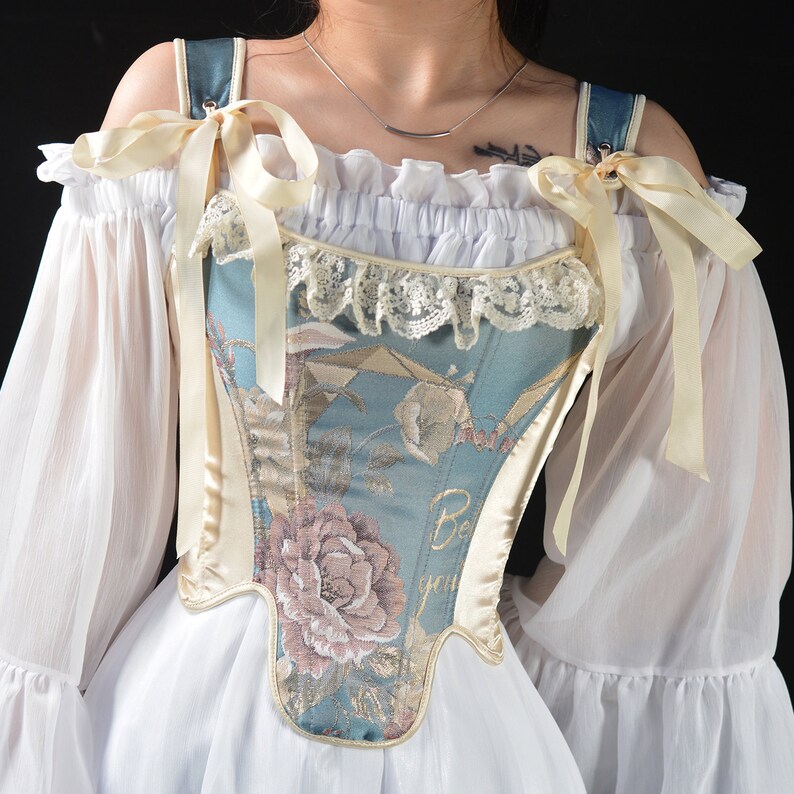 Ren Faire Corset Renaissance Floral Bustier Oil Painting Etsy