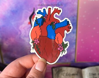 Floral Anatomical Heart | Glossy Waterproof Sticker | Flower Heart