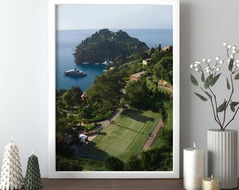Portofino Italy Wall Art – Mediterranean Coastal Print, Luxury Yacht Scenic View, Italian Riviera Travel Decor
