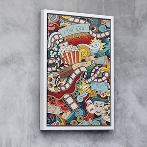Keith Haring Cinema-Movie-TV Canvas, Keith Haring Colorful,Framed Canvas Printing,Keith Haring Creative art