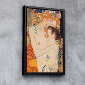 Gustav KLIMT Mother and Child, Floating Frame, Reproduction Art, Oil Painting,