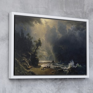 Puget Sound on the Pacific Coast Canvas Wall Art ,Albert Bierstadt as Stretched Reproduction,Canvas Office Wall Art ,Albert Bierstadt