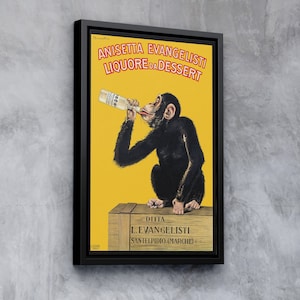 Aap drinken (1925) canvas, vintage poster canvas wand decor