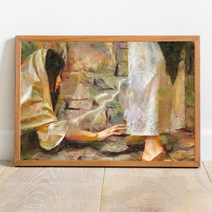 Touching The Hem Of Jesus’s Garment Poster Canvas, Jesus Canvas Wall Decor, Framed Jesus Christ