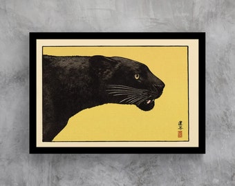 Black Panther 1934 Ukiyo-e Canvas, Framed Japan Art
