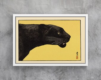 Black Panther 1934 Ukiyo-e canvas, ingelijste Japanse kunst
