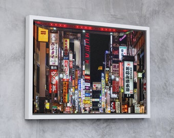 Tokyo Canvas Wall Art, Colorful Street Tokyo, Framed Tokyo Canvas Art