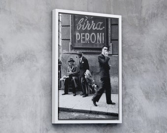Men in a Street of Napoli Canvas, Framed Canvas Wall Decor