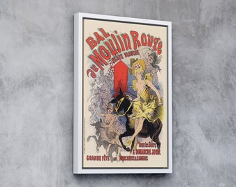 Bal au Moulin Rouge Paris França Vintage Cabaret Casino Poster, decoração de parede em tela
