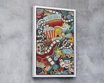 Lienzo de cine-película-TV de Keith Haring, colorido de Keith Haring, impresión de lienzo enmarcado, arte creativo de Keith Haring