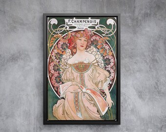 Alphonse Mucha Poster Art Nouveau Canvas 1897, Framed and Gallery Canvas Wall Decor