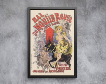 Bal au Moulin Rouge Paris França Vintage Cabaret Casino Poster, decoração de parede em tela