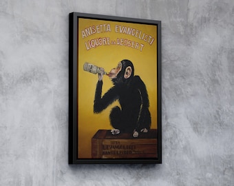 Vintage Advertising Canvas Art,  French Wall Decor, Original Art Deco Advertisement, Art Deco
