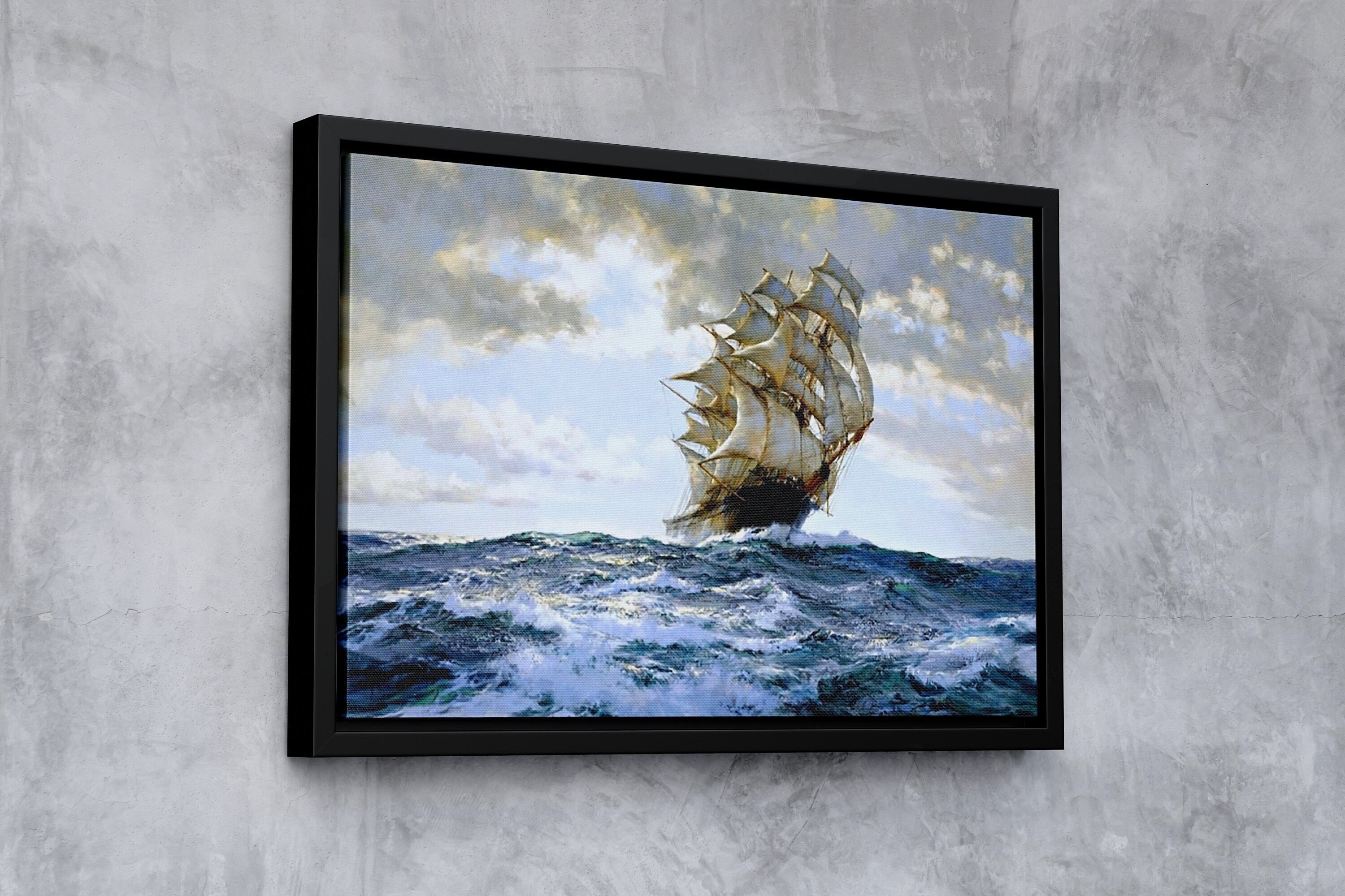 Tableau Mural Sur Toile "The Proud Ship" De Montague Dawson - Art Maritime Encadré Prêt à Accrocher