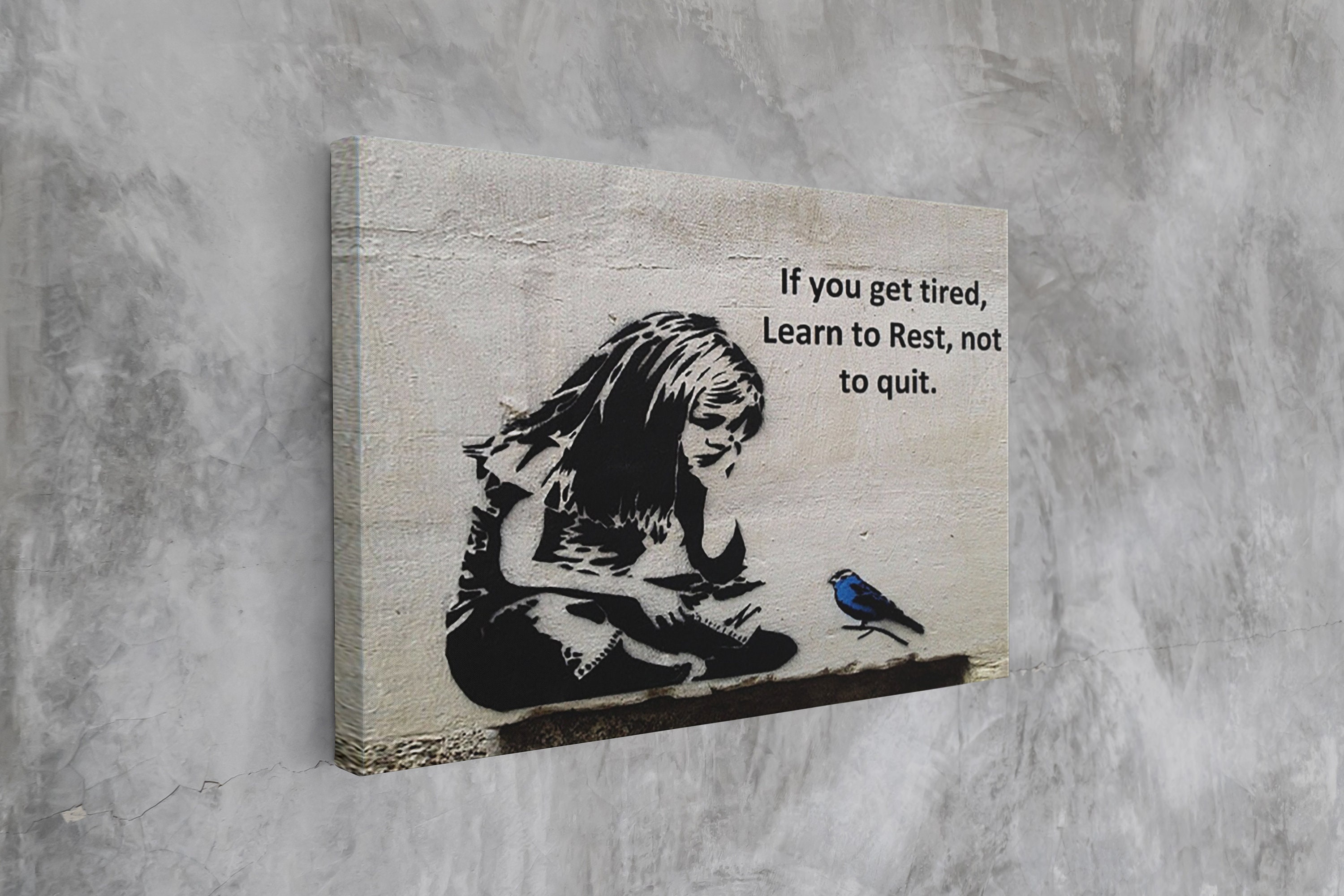 CanvasArtShop Banksy Follow Your Dreams – Cancelled Canvas Wall Art Print (47x32in / 119x81cm) – Graffiti Street Art – XL Statement Piece – 30mm Deep