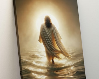 Gesù che cammina sull'acqua Wall Art – Decorazione cristiana per la casa, stampa d'arte biblica, regalo religioso, arte ispirata alla fede, decorazione spirituale per la parete