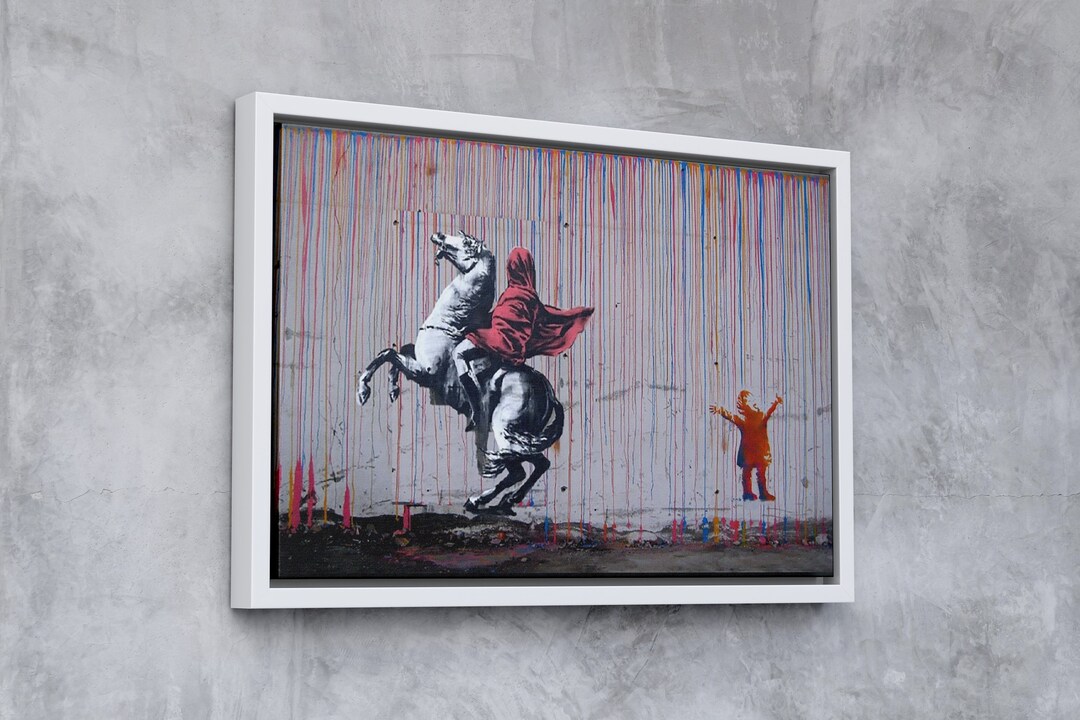 Banksy Horse Rider Canvas Graffiti ,printed Street Art Canvas ,rain ...