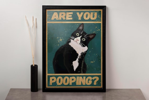 Are You Pooping Poster,Cat Wall Decor, Funny Animal Print Poster, Wall Art, Room Decoration