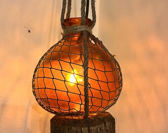 Tiki Glass Hanging Lamp Fish Float Style …orange