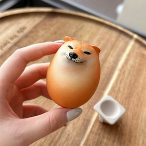 Creative Shiba Inu Realistic Egg Shape Resin Desk Decor, Desk Ornament, Shiba Inu Lover Gifts