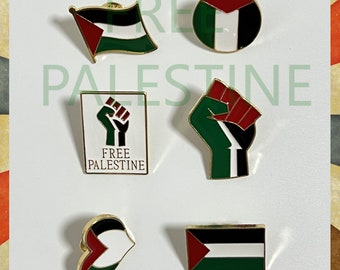 Full Set Palestine Flag Enamel Pins, Free Palestine Pins, Freedom for Palestine GAZA, Palestinians Will Be Free - Full Set Pins for Protest