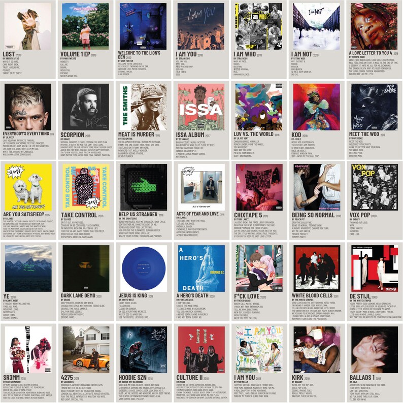 330 PCS Minimalist Album Cover Poster Digital Music Album Etsy