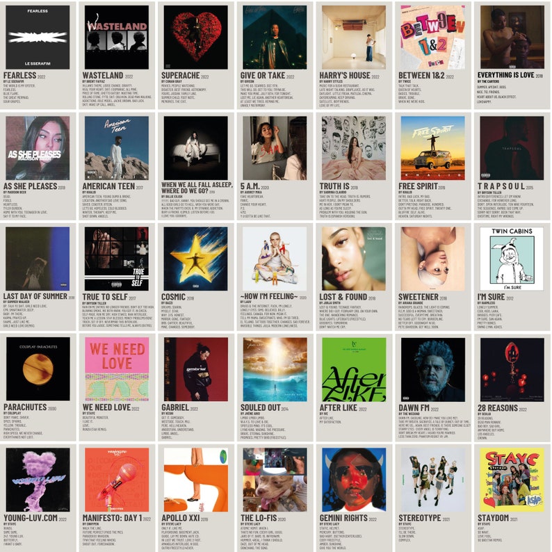 330 PCS Minimalist Album Cover Poster Digital Music Album Etsy