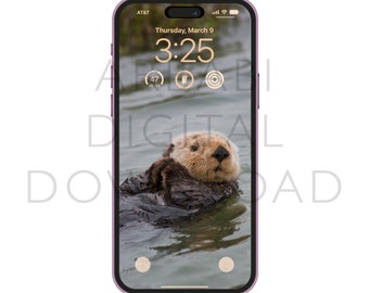 Mobile Wallpaper | Digital Download | iPhone 14 Pro Max | Photograph | "Sea Otter, Elkhorn Slough, Monterey, CA"