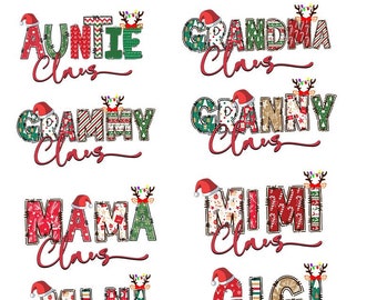 Bundle Mama Claus Sublimation PNG Designs Downloads, Mama and Mini, Grammy PNG Digital Design For Grandma, Christmas Granny Aunitie gigi png