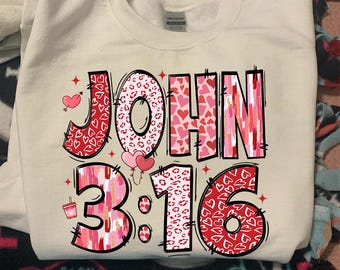 Christian Valentine PNG, John 3:16 Loved Design, John 316 Coquette PNG, Preppy Coquette Bible Verse Digital File