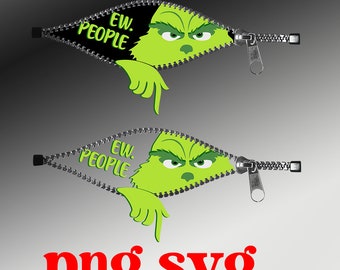 Ew People Funny Christmas SVG, Mean Face Xmas PNG, Green Monster Grumpy Holiday Clipart, Grumpy Green Character Xmas Png Svg