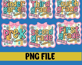 Preppy Back To School PNG Bundle, First Day Coquette Teacher Shirt, Girl Sublimation T-Shirt Designs