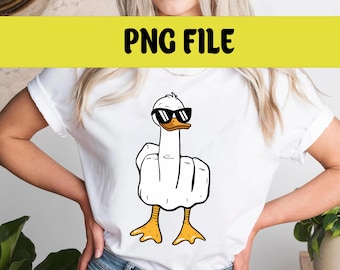 I Don’t Give a Duck PNG, Funny Middle Finger Duck Clipart, Rude Duck Sublimation Design