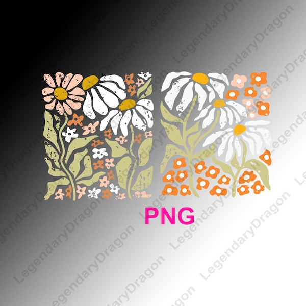 Flowers PNG, Boho Wildflowers Floral Nature PNG, Garment Dyed, Boho PNG, Wildflower png, Flowers daisy png