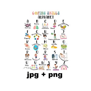 Coping Skills Alphabet Png, ABC Coping Skills, Grounding Exercises for Kids, School Psychology, Calm Corner Png , Jpg