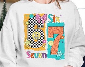 Funny Six Seven Meme PNG, Cute Six Seven Smiley PNG, Viral Internet Joke, Trending 6 7 Social Media Humor