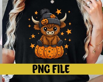 Moo I Mean Boo Png, Funny Fall Pumpkin Cow Png, Retro Halloween Highland Cow Png, Trendy Cute Highland Cow Shirt Design