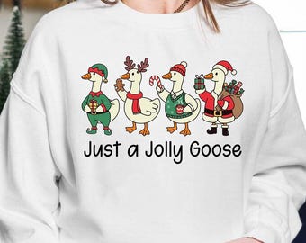 Funny Christmas Goose PNG, Retro Jolly Goose Sublimation, Cute Holiday Printable Design
