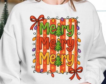 Merry Christmas Coquette PNG, Preppy Holiday Sublimation Design, Retro Bow Christmas PNG, Girly Xmas Clipart