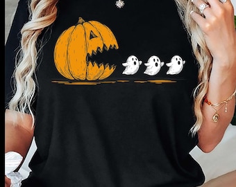 Halloween Costume Png, Spooky Season Png, Trendy Halloween Pumpkin Chasing Ghost Png, Fall Vibes, Funny Boo Ghost Shirt, Pumpkin and boo png