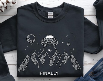 Alien Abduction PNG, UFO Alien PNG, Funny Ufo Finally Space Digital Design for Shirts