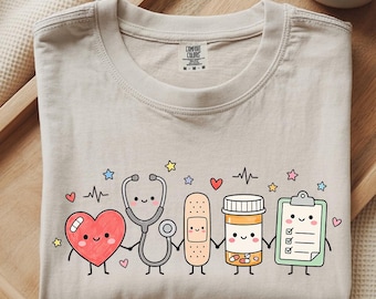 Nurse Doodle PNG, Colorful Nurse Characters Design, Nurse Life Sublimation File, LVN Shirt Graphic Digital Download