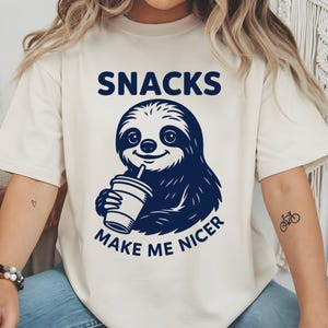 Snacks Make Me Nice PNG, Funny Sloth Sublimation Design, Sarcastic Animal Clipart, Sloth PNG