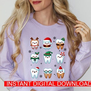 Christmas Teeth png, Christmas Teeth svg, Teeth Png ,Funny Teeth Sublimation Digital Download, Dental Hygiene holiday digital, Dental Squad