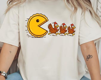 Pumpkin Season PNG, Funny Turkey Chasing Pie Sublimation, Fall Vibes Turkey PNG, Retro Thanksgiving Shirt Design