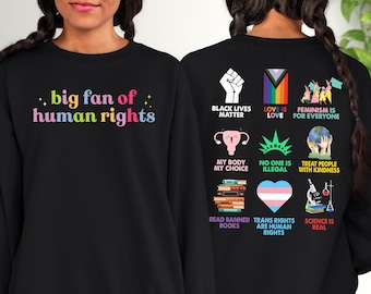 Big Fan of Human Rights PNG, Human Rights Equality PNG, Social Justice Gift For Activist, LGBT Pride Clipart, Rainbow Lgbt Png