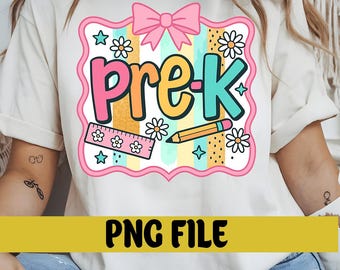 Preppy Pre-K PNG, First Day of School Shirt Design, Coquette Teacher Sublimation Clipart