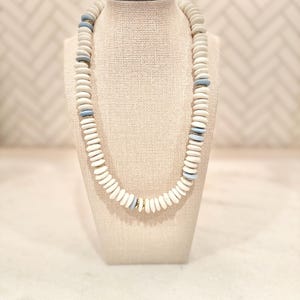 Handmade blue and white Ashanti Glass Bead | African Trade Bead Necklace | Chunky Statement | Gifts for Her